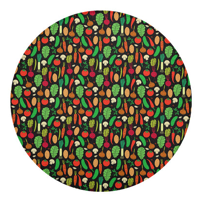 Cute Vegan Pattern Print Round Blanket