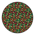 Cute Vegan Pattern Print Round Floor Mat