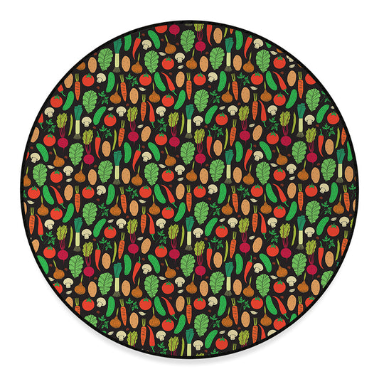 Cute Vegan Pattern Print Round Floor Mat