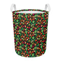 Cute Vegan Pattern Print Round Laundry Basket