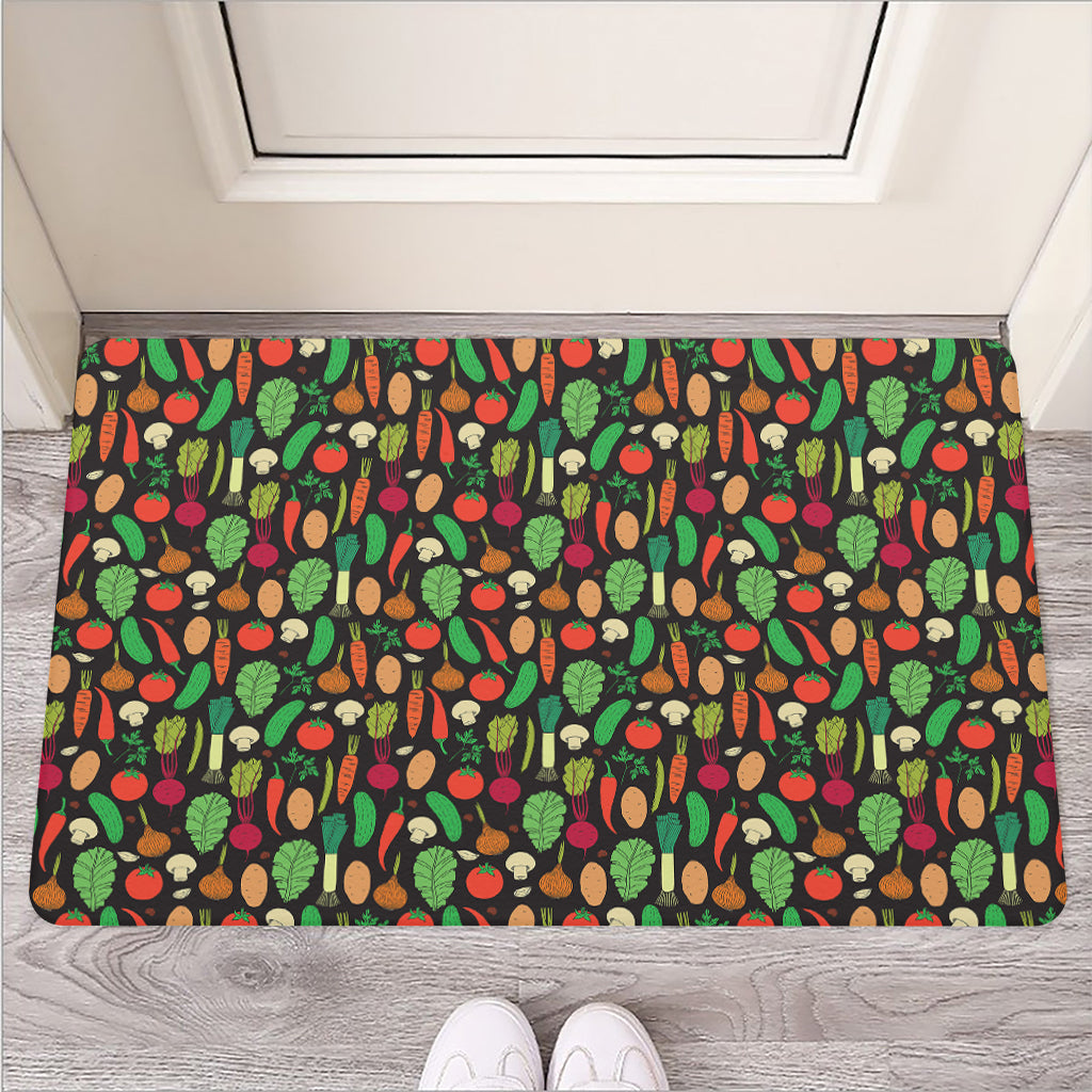 Cute Vegan Pattern Print Rubber Doormat