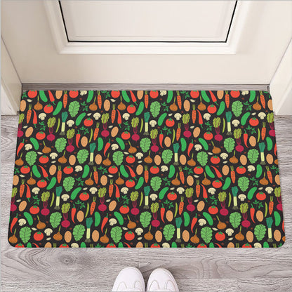 Cute Vegan Pattern Print Rubber Doormat