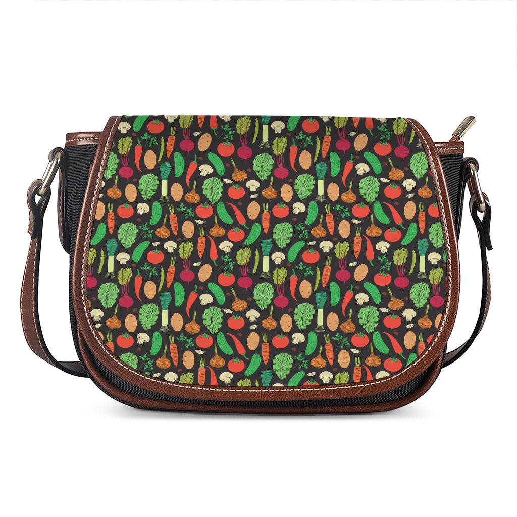 Cute Vegan Pattern Print Saddle Bag