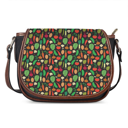 Cute Vegan Pattern Print Saddle Bag