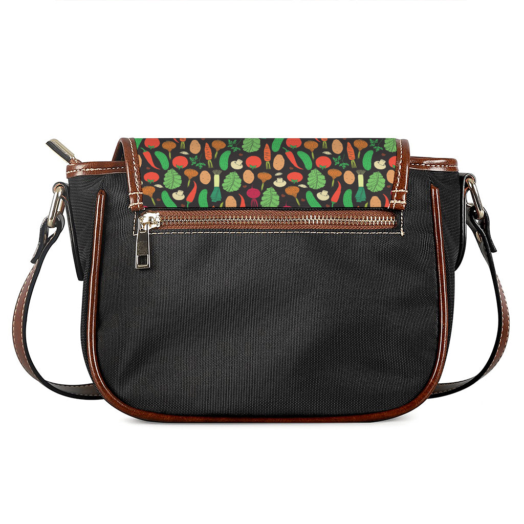 Cute Vegan Pattern Print Saddle Bag