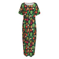 Cute Vegan Pattern Print Short Sleeve Long Nightdress