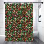 Cute Vegan Pattern Print Shower Curtain