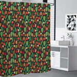 Cute Vegan Pattern Print Shower Curtain