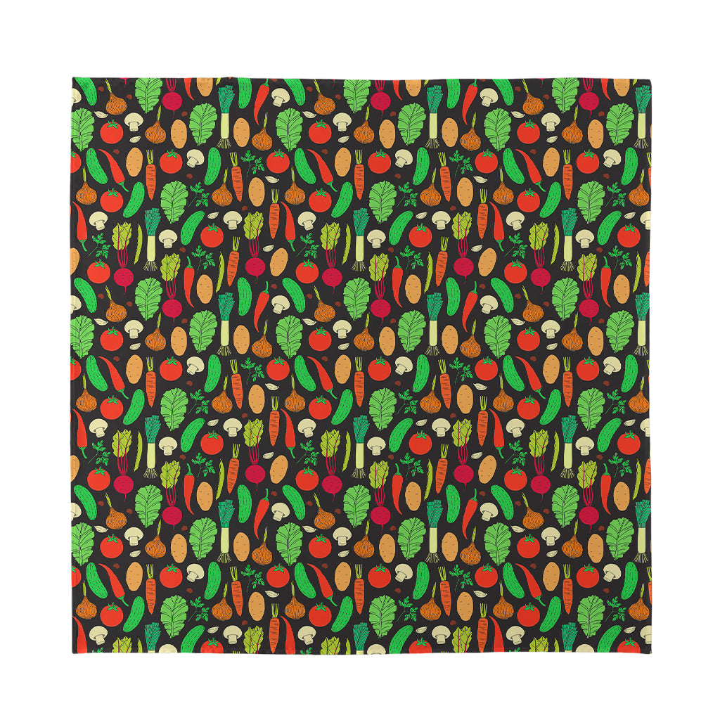 Cute Vegan Pattern Print Silk Bandana