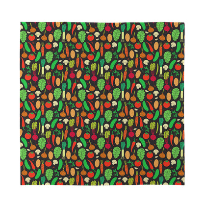 Cute Vegan Pattern Print Silk Bandana