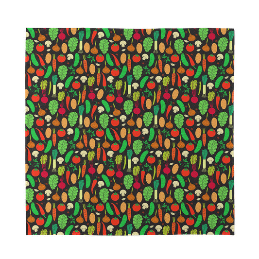 Cute Vegan Pattern Print Silk Bandana