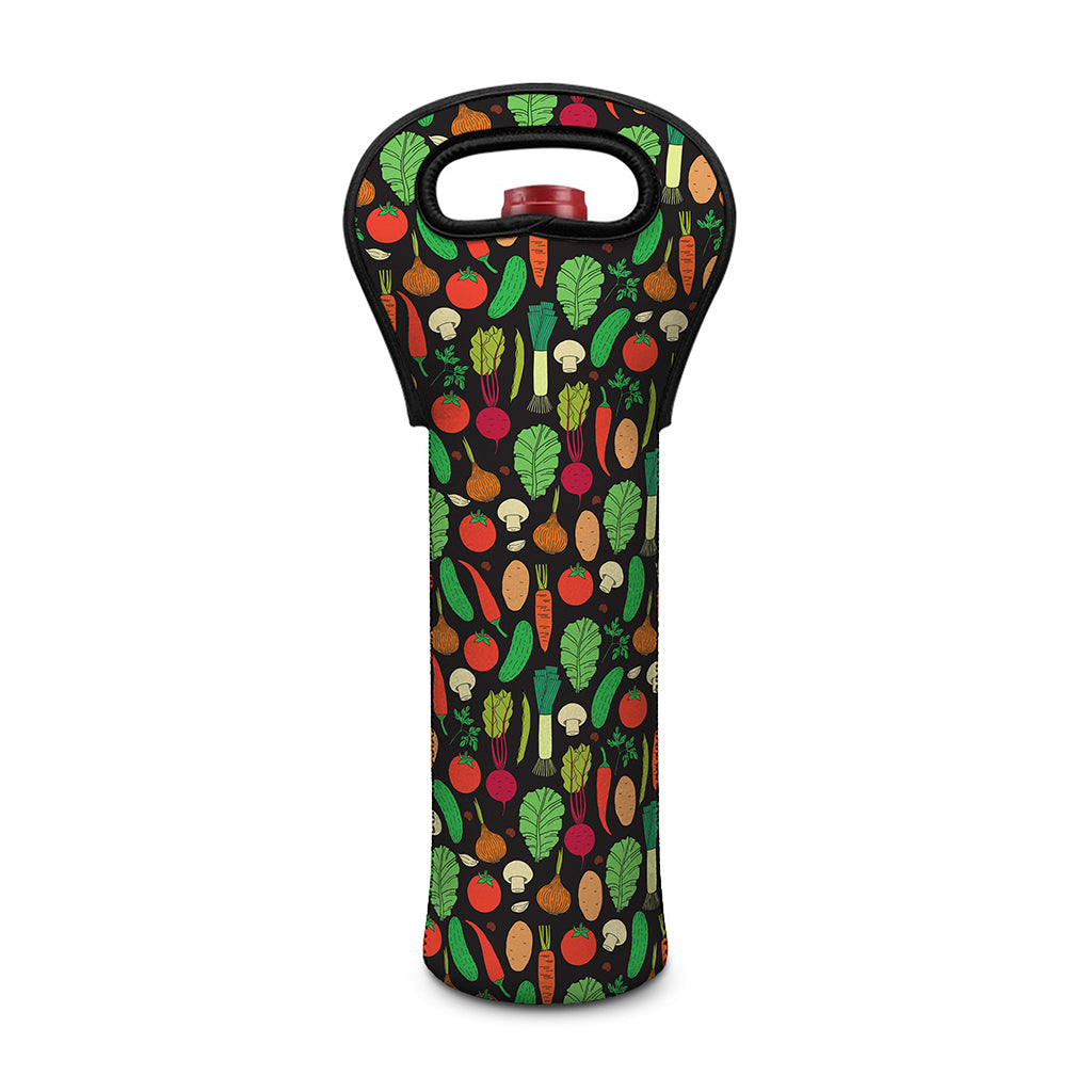 Cute Vegan Pattern Print Single Neoprene Wine Tote
