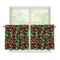 Cute Vegan Pattern Print Tier Curtains