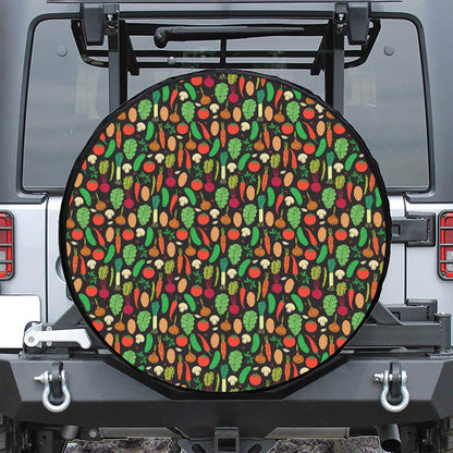 Cute Vegan Pattern Print Tire Cover