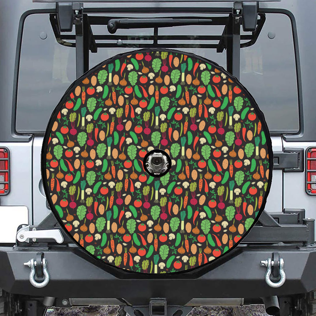 Cute Vegan Pattern Print Tire Cover With Camera Hole