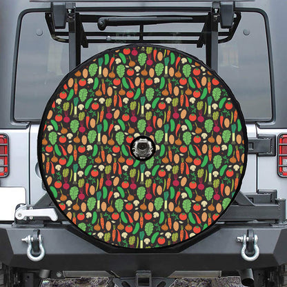 Cute Vegan Pattern Print Tire Cover With Camera Hole