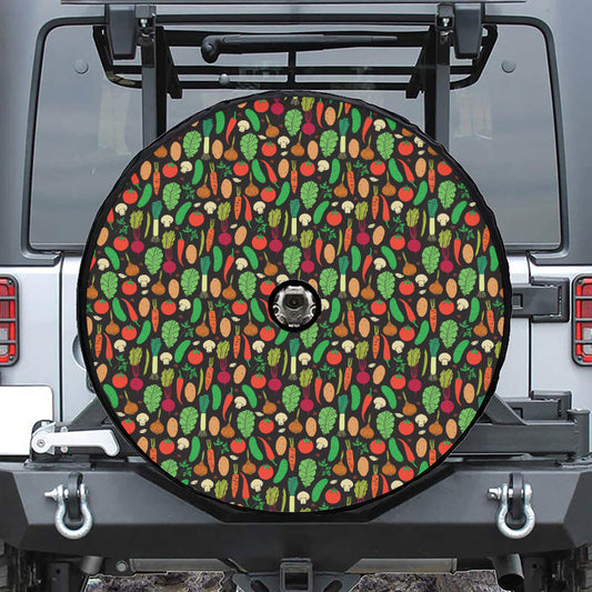 Cute Vegan Pattern Print Tire Cover With Camera Hole