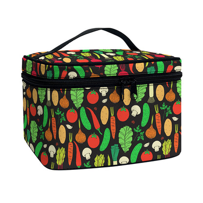 Cute Vegan Pattern Print Travel Makeup Bag