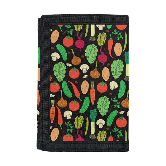 Cute Vegan Pattern Print Trifold Wallet