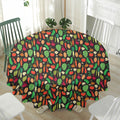 Cute Vegan Pattern Print Waterproof Round Tablecloth