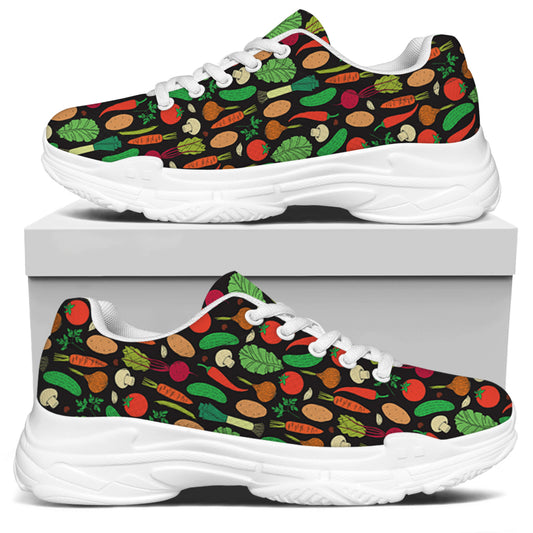 Cute Vegan Pattern Print White Chunky Shoes