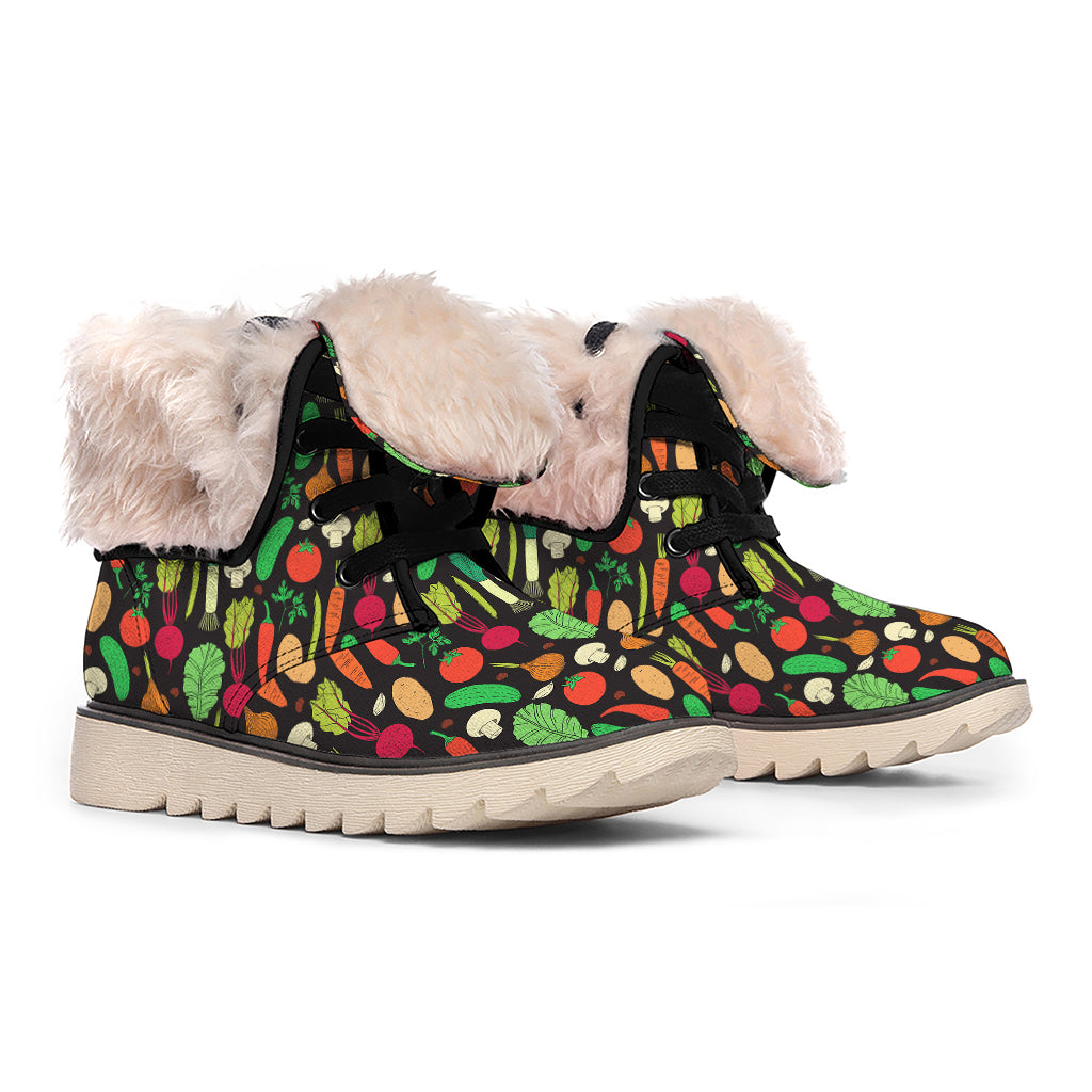 Cute Vegan Pattern Print Winter Boots
