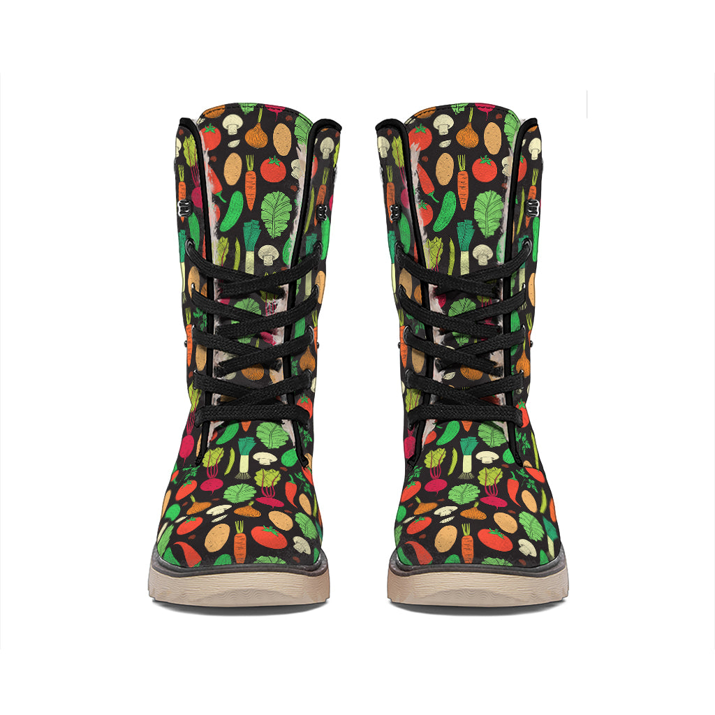 Cute Vegan Pattern Print Winter Boots