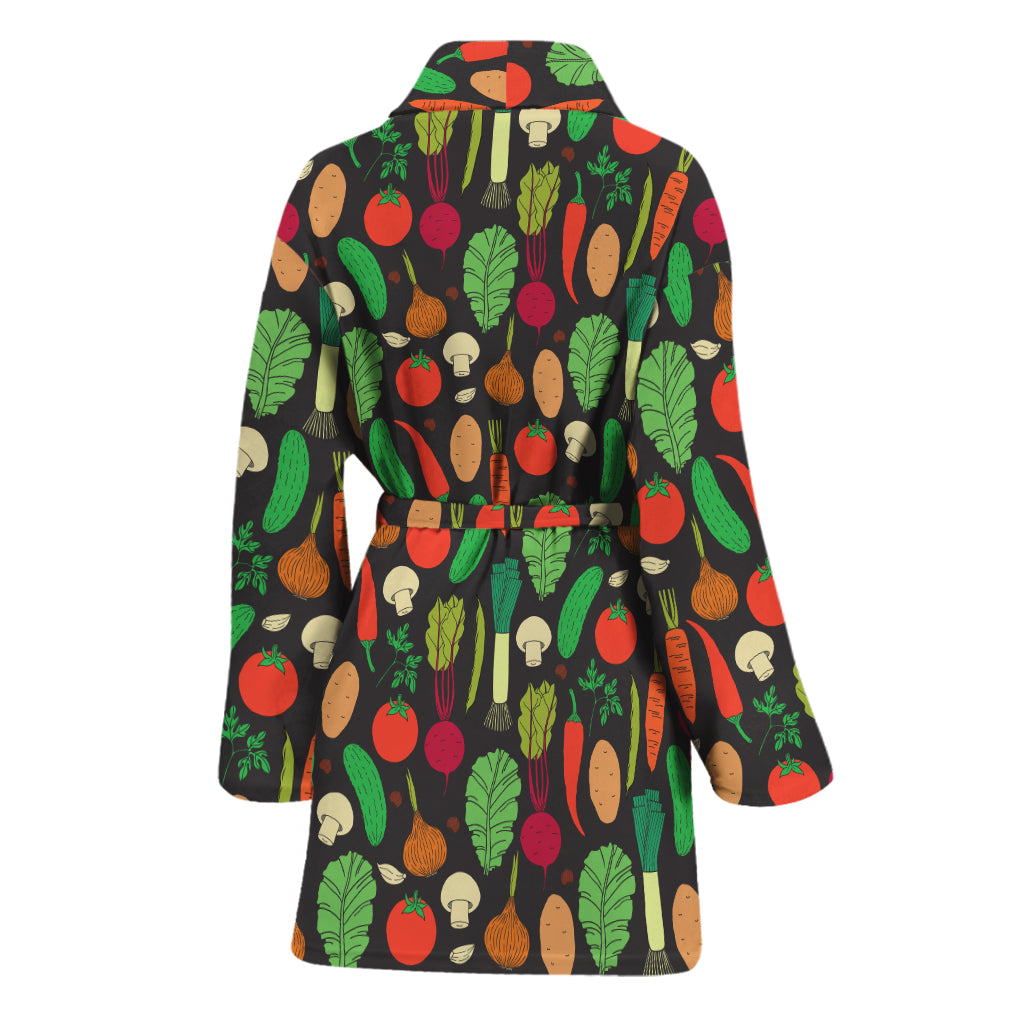 Cute Vegan Pattern Print Women's Bathrobe