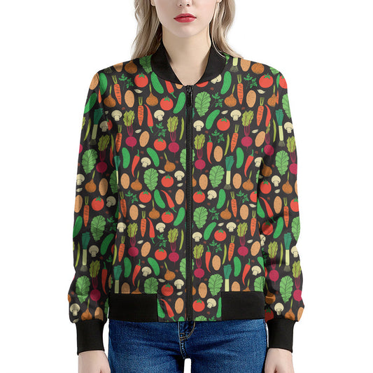 Cute Vegan Pattern Print Women's Bomber Jacket