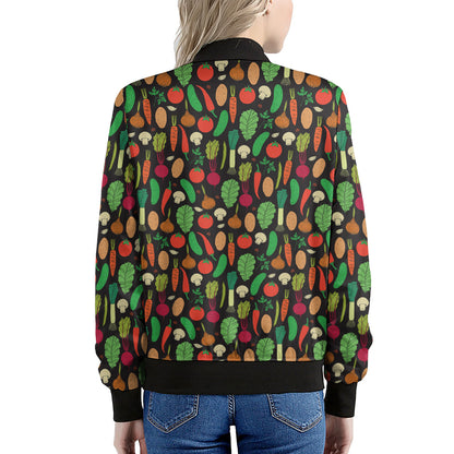 Cute Vegan Pattern Print Women's Bomber Jacket