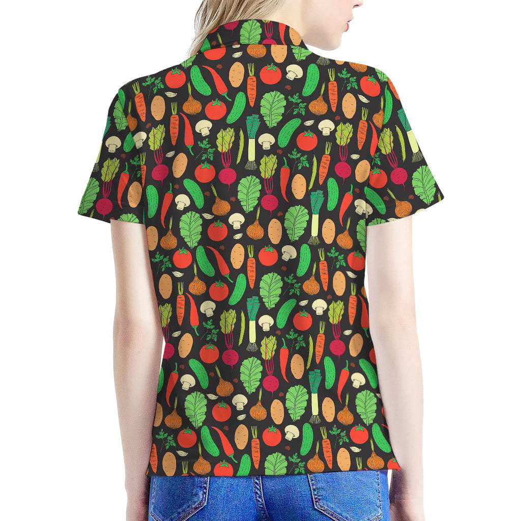 Cute Vegan Pattern Print Women's Polo Shirt