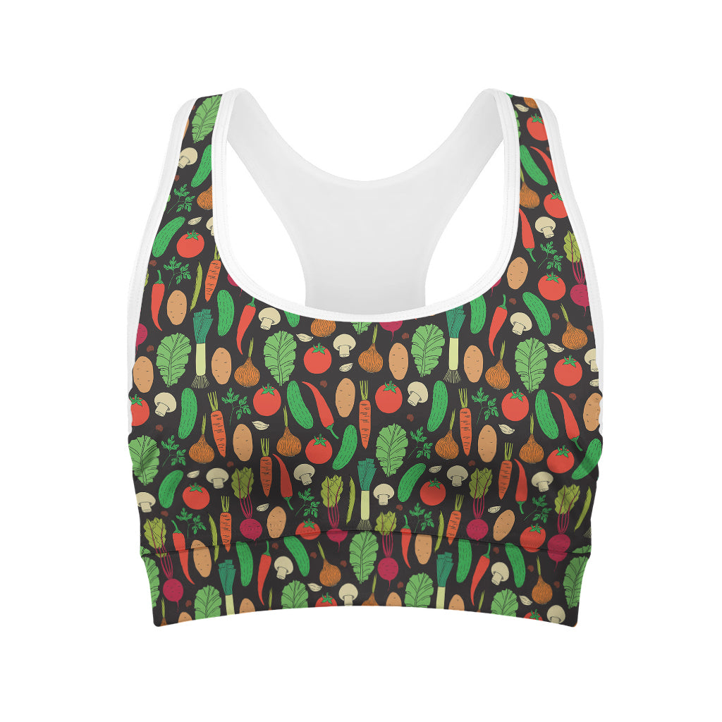 Cute Vegan Pattern Print Women's Sports Bra