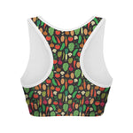 Cute Vegan Pattern Print Women's Sports Bra