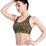 Cute Vegan Pattern Print Women's Sports Bra