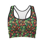 Cute Vegan Pattern Print Women's Sports Bra