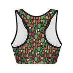Cute Vegan Pattern Print Women's Sports Bra