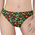 Cute Vegan Pattern Print Women's Thong
