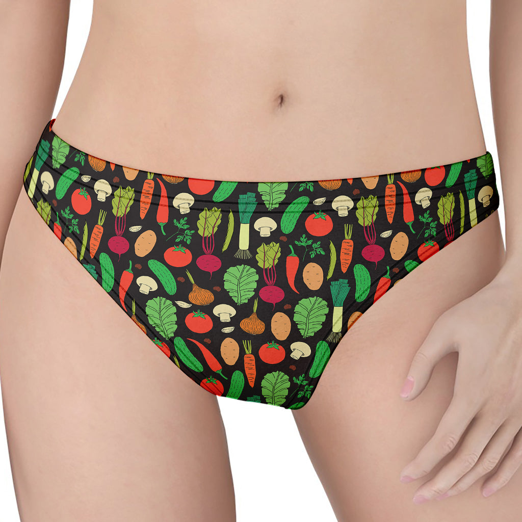 Cute Vegan Pattern Print Women's Thong