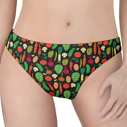 Cute Vegan Pattern Print Women's Thong