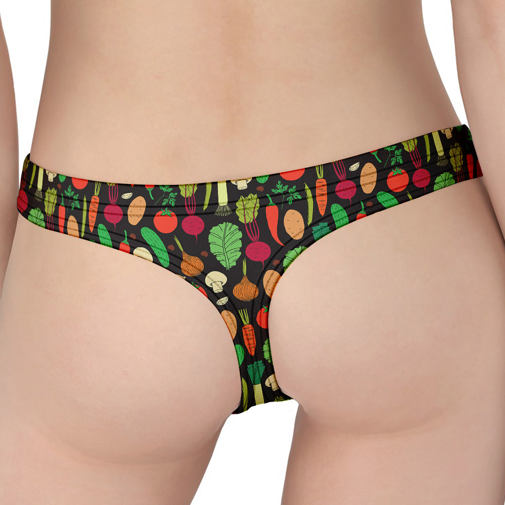 Cute Vegan Pattern Print Women's Thong