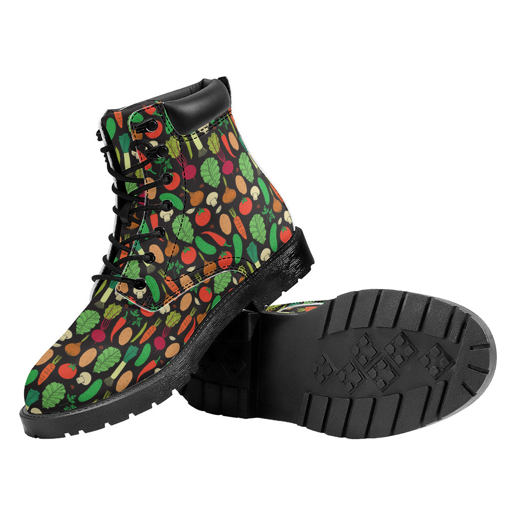 Cute Vegan Pattern Print Work Boots