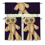 Cute Voodoo Doll Print 3 Piece Kitchen Curtains