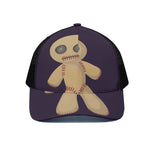 Cute Voodoo Doll Print Black Mesh Trucker Cap