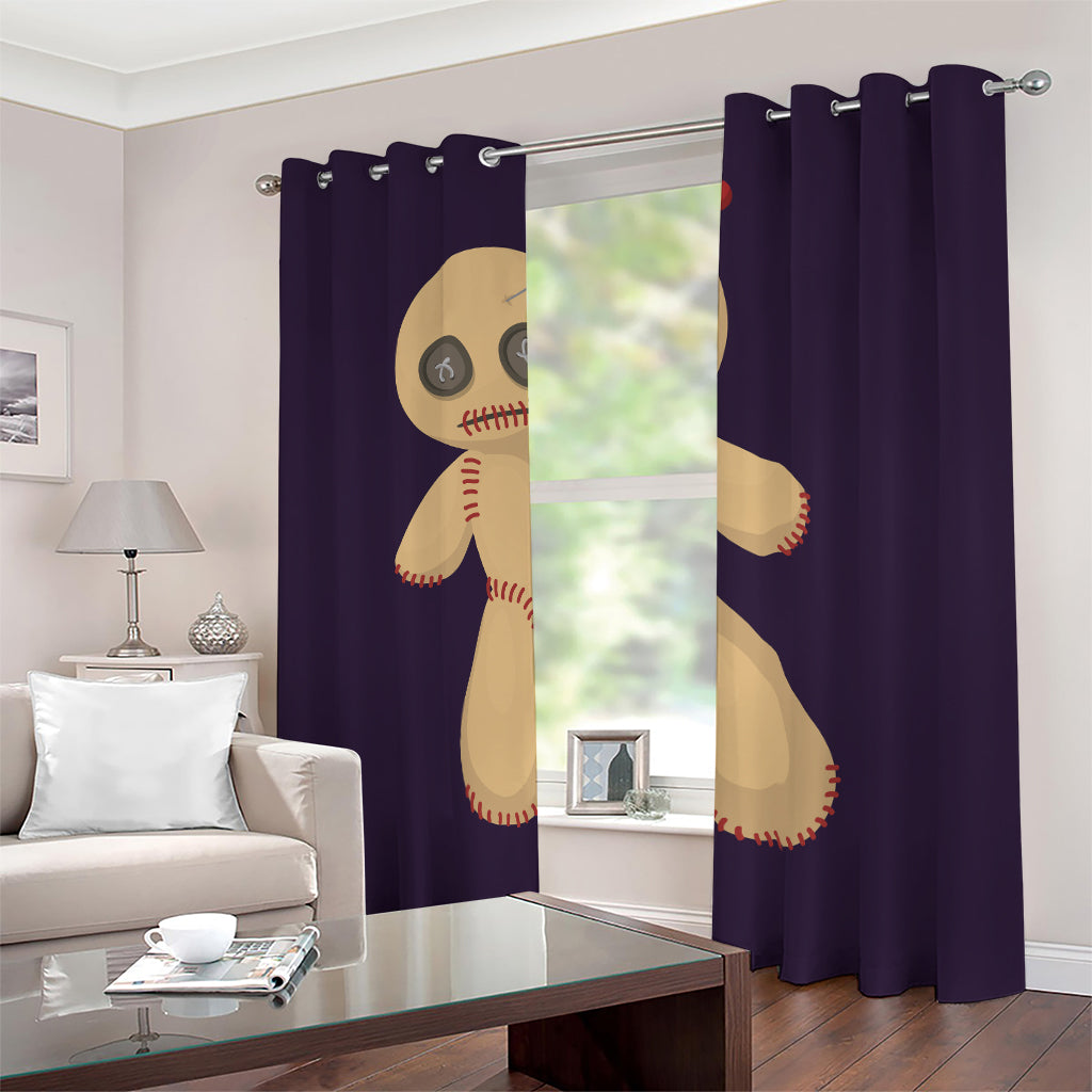Cute Voodoo Doll Print Blackout Grommet Curtains