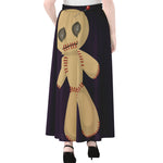 Cute Voodoo Doll Print Chiffon Maxi Skirt