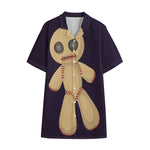Cute Voodoo Doll Print Cotton Hawaiian Shirt