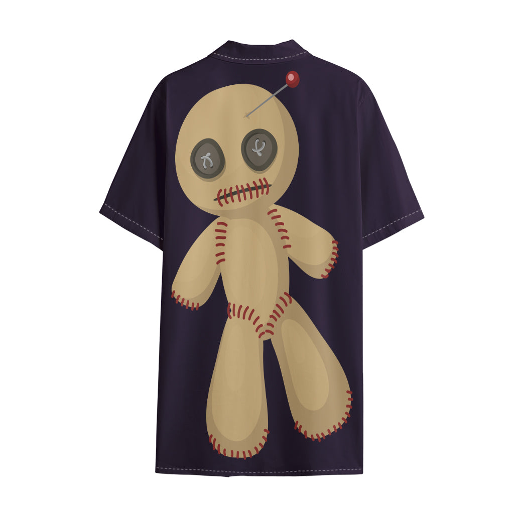 Cute Voodoo Doll Print Cotton Hawaiian Shirt