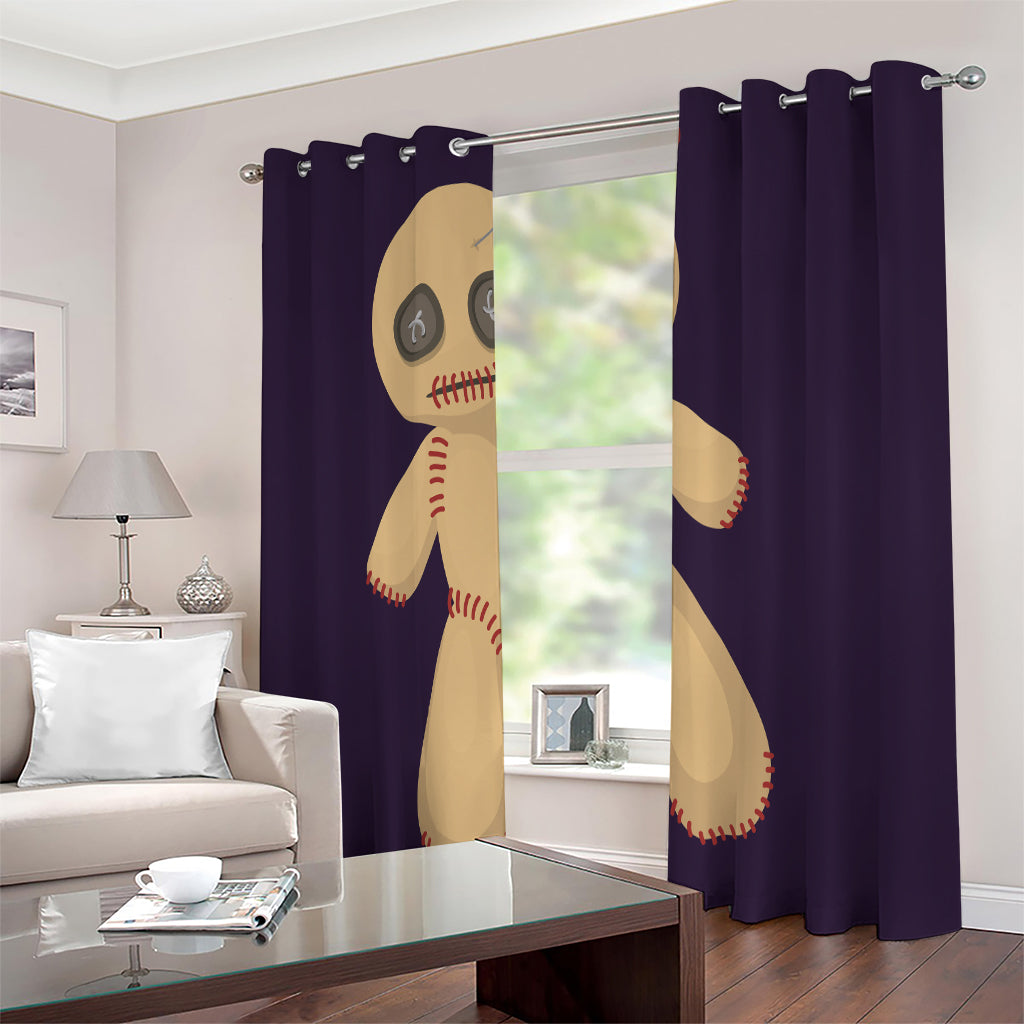 Cute Voodoo Doll Print Extra Wide Grommet Curtains