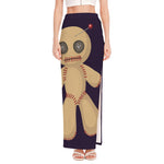 Cute Voodoo Doll Print High Slit Maxi Skirt