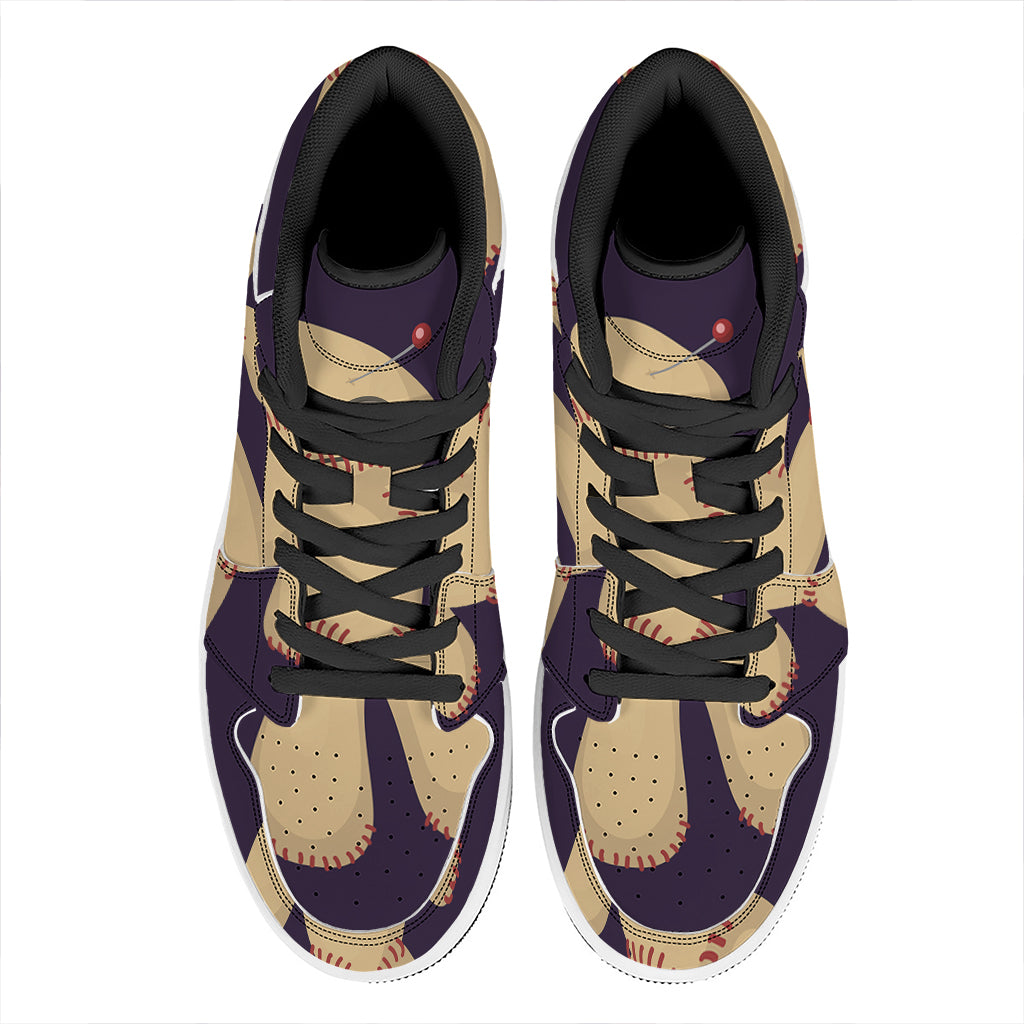 Cute Voodoo Doll Print High Top Leather Sneakers